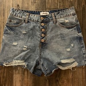 Button Up Denim Shorts